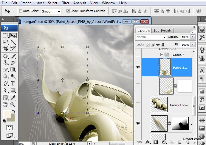 Luxury retro car poster with paint splashing effect. Talbot-Lago T-150 CSS, Retro car, clouds, paint splashes, Talbot-Lago T-150 CSS, car wallpaper